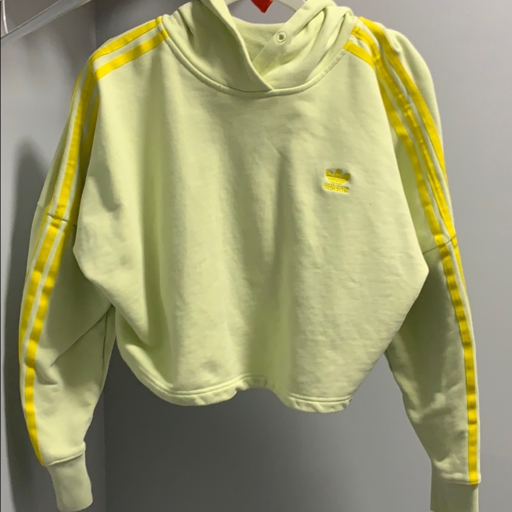 Adidas yellow cropped hoodie
